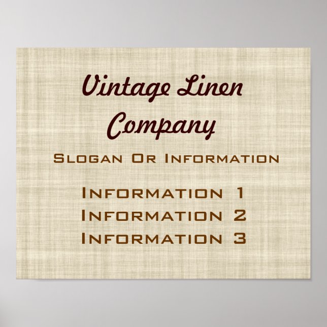 Vintage Linen Large Poster Sign (Front)