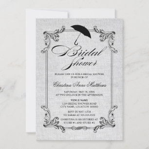 Vintage Linen Look and Ornament Bridal Shower Invitation