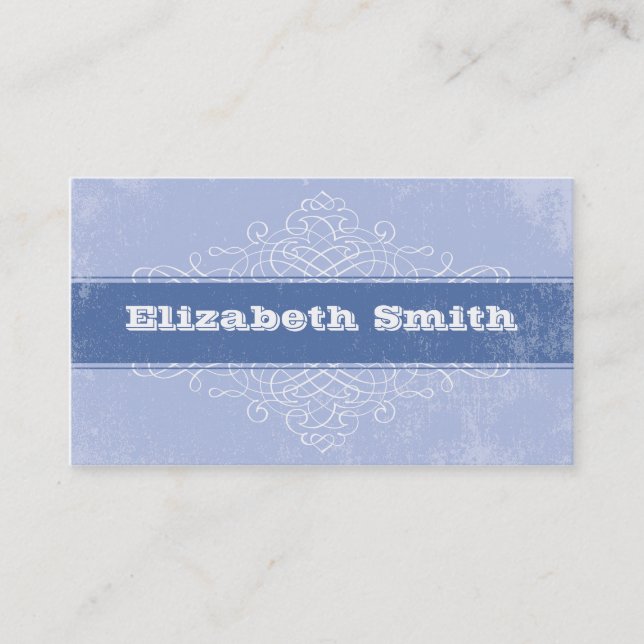 Vintage Lines Business Card Blue (Front)