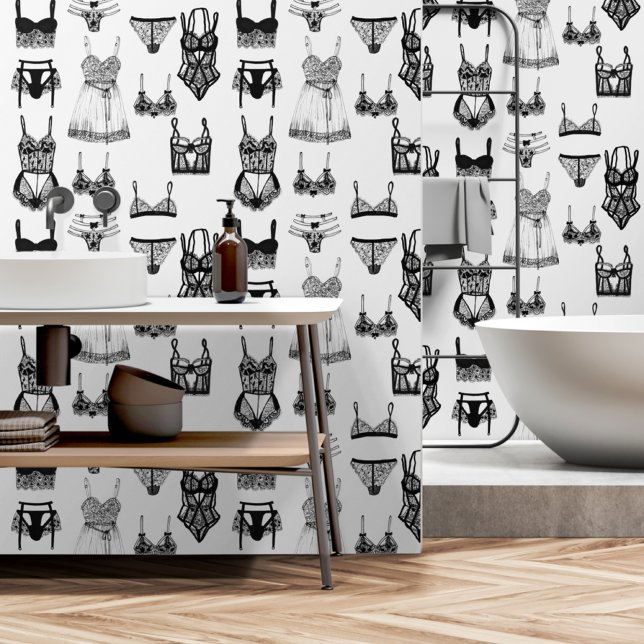 Vintage Lingerie Black and White Pattern  Wallpaper (Creator Uploaded)