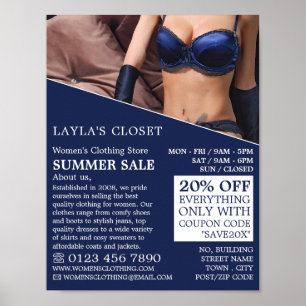Vintage Lingerie, Women's Clothing Store Advert Poster