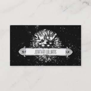 Vintage Lion Black & White Unique Business Cards