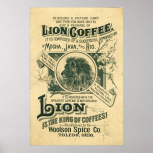 Vintage Lion Coffee Mocha Java Rio Advertisement Poster