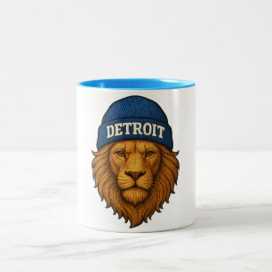 Vintage Lion Detroit Football Sports Gift  Two-Tone Coffee Mug