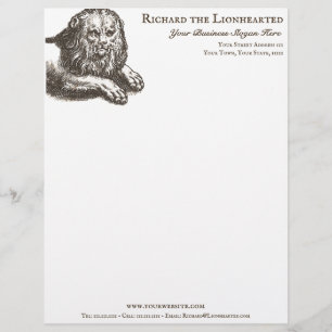 Vintage Lion Engraving Elegant Antique Style Custom Letterhead