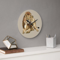 Vintage Lion Family Art Wildlife