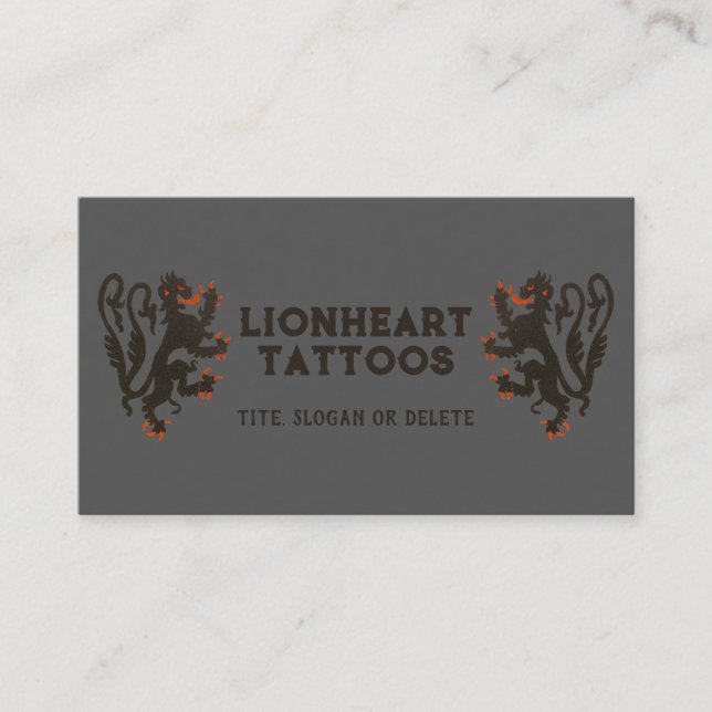 Vintage Lion Illustration Business Card (Front)