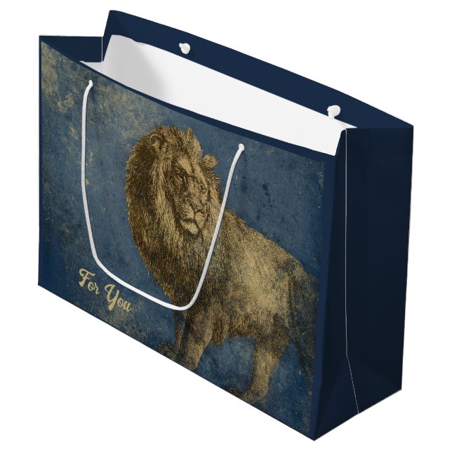 Vintage Lion Large Gift Bag (Front Angled)