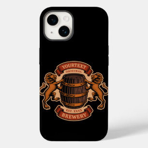 Vintage Lion Oak Barrel Personalised Brewery Beer  Case-Mate iPhone 14 Case