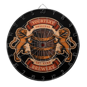 Vintage Lion Oak Barrel Personalised Brewery Beer  Dartboard