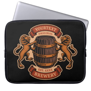 Vintage Lion Oak Barrel Personalised Brewery Beer  Laptop Sleeve