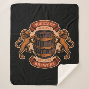 Vintage Lion Oak Barrel Personalised Brewery Beer  Sherpa Blanket