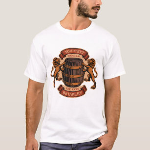 Vintage Lion Oak Barrel Personalised Brewery Beer  T-Shirt