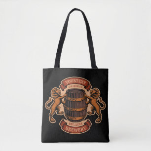 Vintage Lion Oak Barrel Personalised Brewery Beer Tote Bag