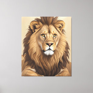 Vintage Lion Painting Canvas Print