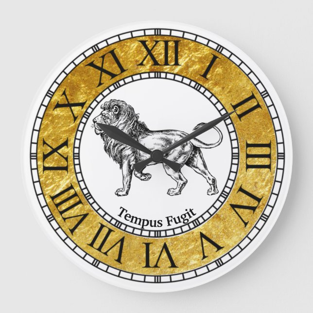 Vintage Lion Personalise Large Clock (Front)