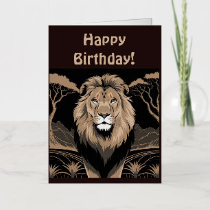 Vintage Lion Portrait Foil Greeting Card