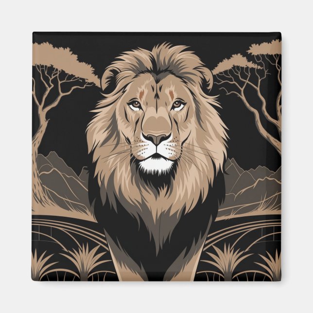 Vintage Lion Portrait Magnet (Front)
