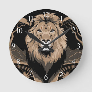 Vintage Lion Portrait Round Clock