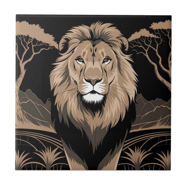 Vintage Lion Portrait Tile (Front)