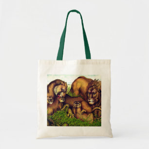 Vintage lion pride painting tote bag