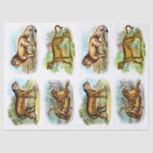 Vintage Lion Tiger Decoupage Collage Tissue Paper