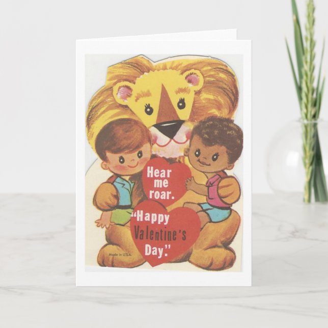 Vintage Lion Valentine Holiday Card (Front)