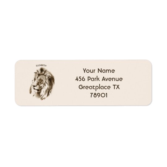 Vintage Lion With Orange Eyes Transparent Drawing Return Address Label