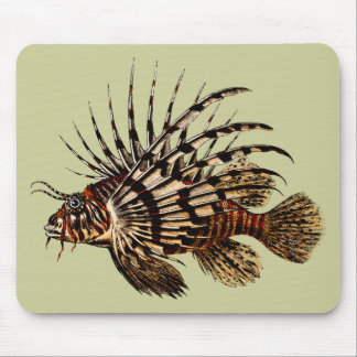 Vintage Lionfish Art Print Mouse Mat
