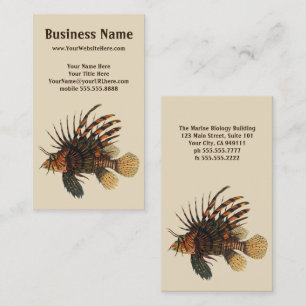 Vintage Lionfish Fish, Marine Ocean Life Animal Business Card