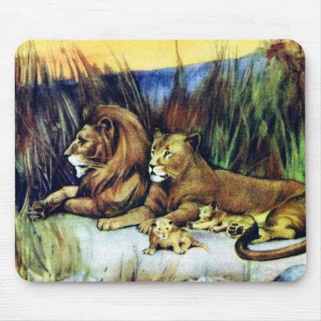 Vintage Lions Mouse Mat (Front)