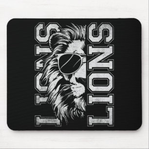 Vintage Lions School Sports Fan Team Spirit Mascot Mouse Mat