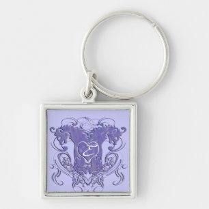 Vintage Lions with Swirls 4 Heads and Circle Swirl Key Ring