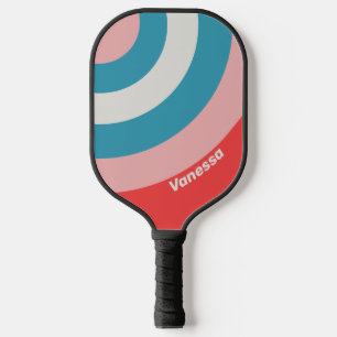 Vintage Lipstick Circle Stripe with Name Pickleball Paddle