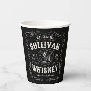Vintage Liquor ADD NAME Old Grim Reaper Whiskey Paper Cups