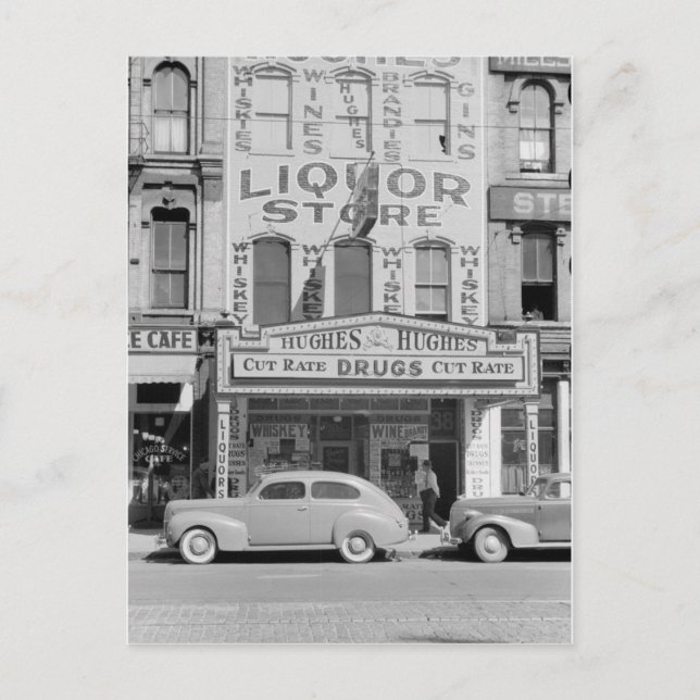 Vintage liquor store photo postcard (Front)