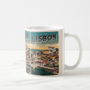 Vintage lisbon portugal travel gifts and souvenirs coffee mug