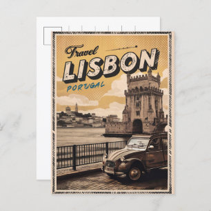 Vintage lisbon portugal travel gifts and souvenirs postcard