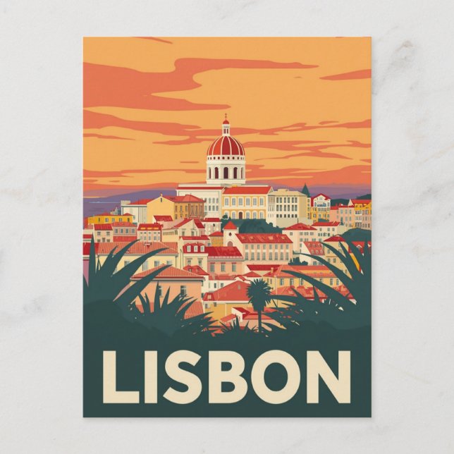 Vintage Lisbon Portugal Travel Postcard (Front)