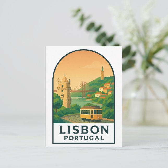 Vintage Lisbon Portugal Travel Postcard – Retro  (Standing Front)