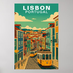 Vintage Lisbon, Portugal Yellow Tram Poster