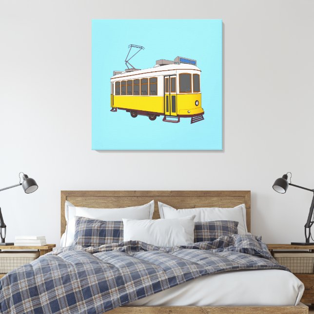 Vintage Lisbon Tram Icon Canvas Print (Insitu(Bedroom))