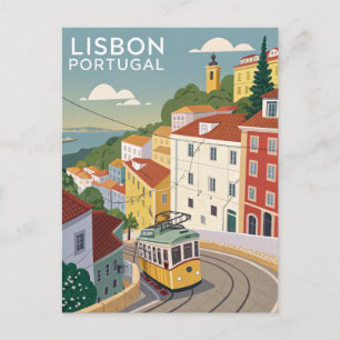 Vintage Lisbon Travel Postcard