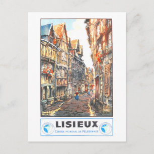 Vintage Lisieux Travel Poster Postcard