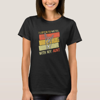 Vintage Listen Metal With Aunt Rock Music Love Met T-Shirt