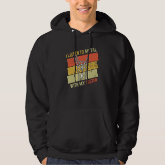 Vintage Listen Metal With Sister Rock Music Lover  Hoodie