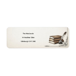 Vintage Literary Books Wedding Address Label