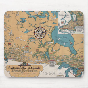 Vintage Literary Map of Canada Mouse Mat