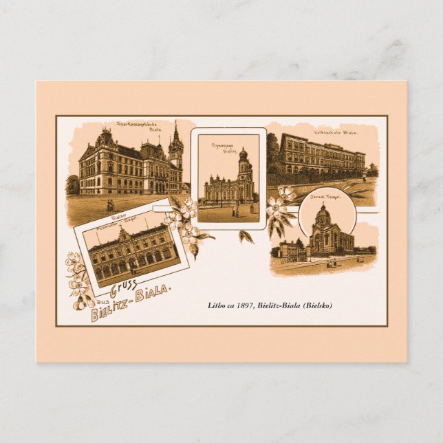 Vintage litho Gruss aus Bielitz-Biala Postcard (Front)