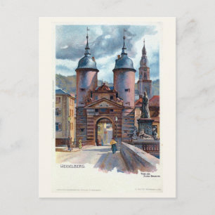 Vintage Litho Heidelberg Old Bridge Gate Postcard